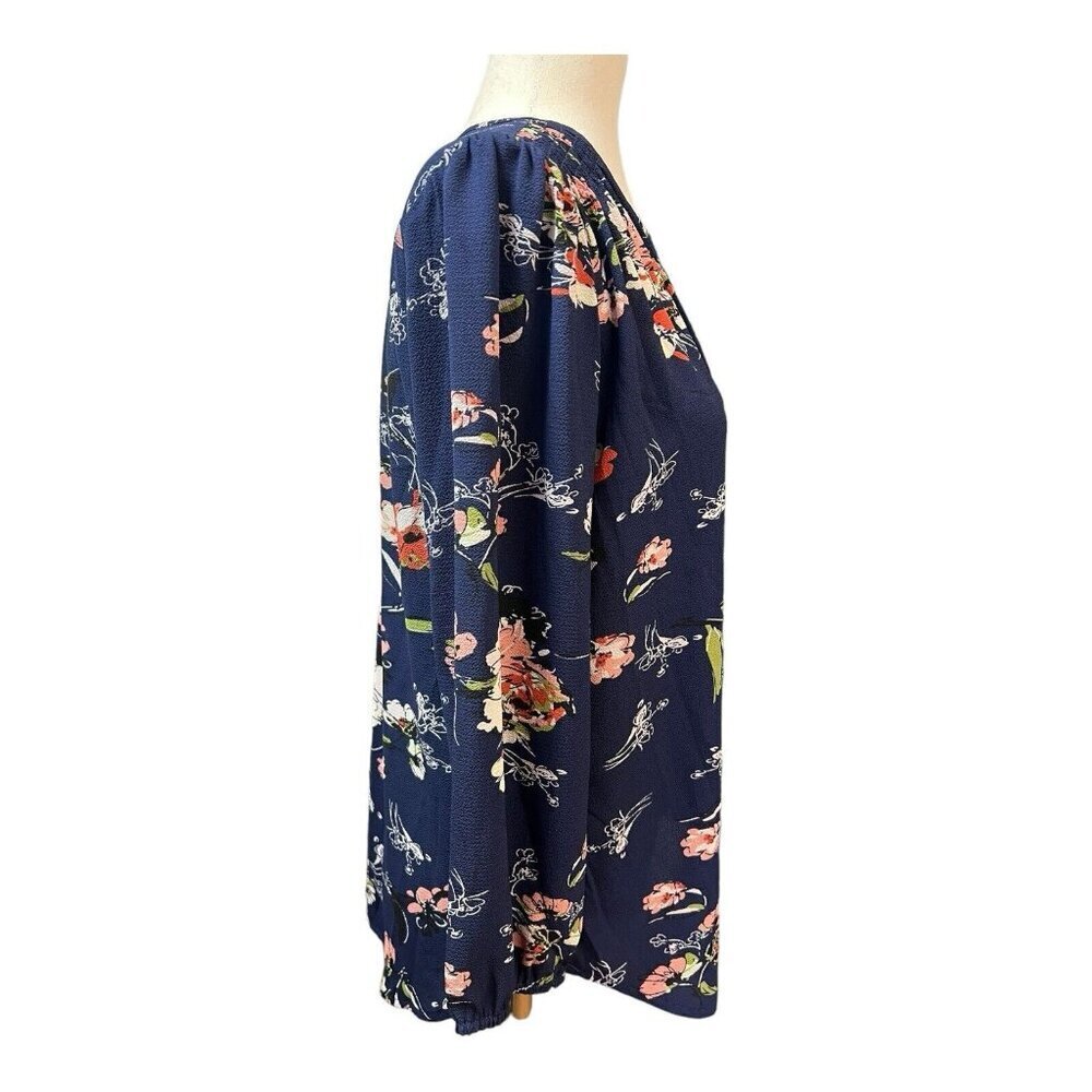Fun2Fun Womens Floral Blouse~Size Small~Navy 3/4 Sleeve Top~NWOT~L12 10 - Picture 5 of 12